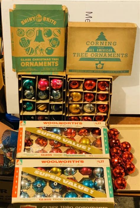 CHRISTMAS BALLS ORNAMENTS VINTAGE 69 BALLS SHINY BRITE WOOLWORTHS