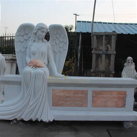 Angel Granite Bench Cemetery Headstone Tombstone