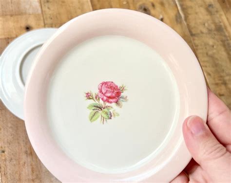 Homer Laughlin Swing Moss Pink Floral Bread And Butter Plates Set Of 2