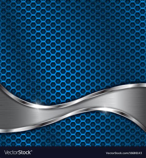 Blue Metal Perforated Background With Steel Wave Vector Image