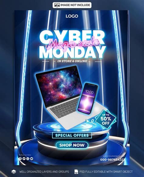 Psd Gratis Cyber Monday P Ster Y Folleto Promoci N Redes Sociales