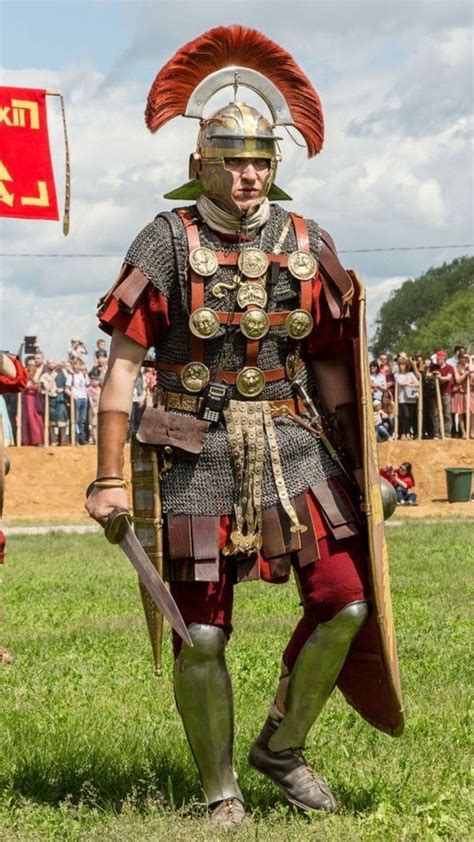 Roman Centurion Adorned With Lots Of Phalera Usually Worn For Parades