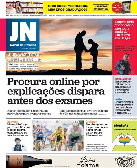 Capa Jornal de Notícias 19 junho 2023 capasjornais pt