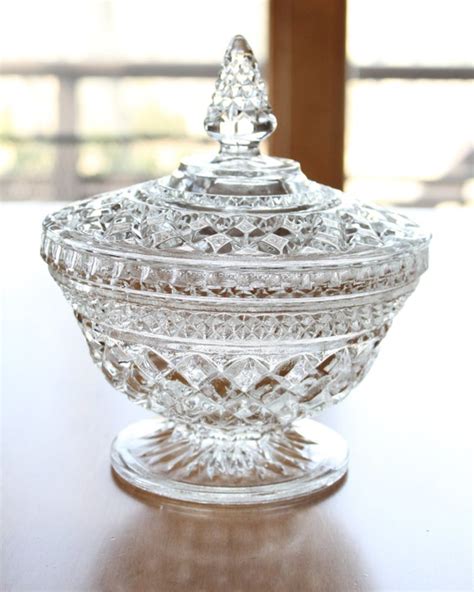 Pressed Glass Candy Dish With Lid