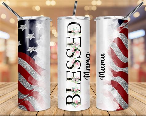 American Flag Oz Skinny Tumbler Sublimation Design Glitter Etsy