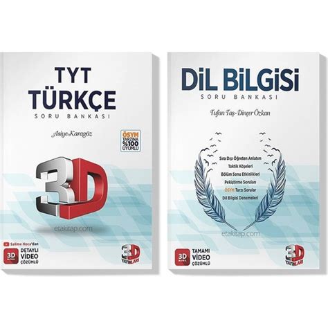 3D 2022 TYT Türkçe Dil Bilgisi Soru Bankası Seti 2 Kitap Kitabı