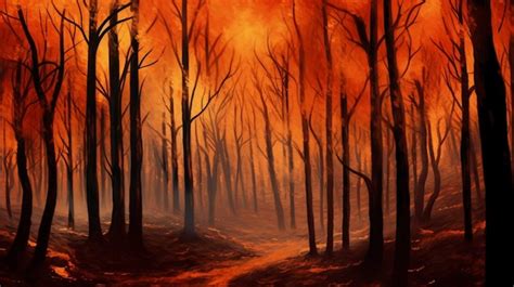 Premium AI Image | Forest fire in the winter Illustration of a burning ...