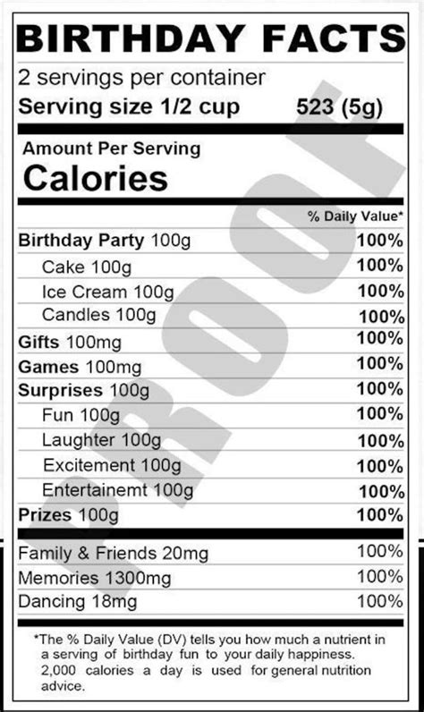 Birthday Nutrition Facts Label Custom Label Chip Bag Water Bottle Label ...