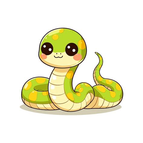 Cute snake in cartoon style vector illustration on white background ...