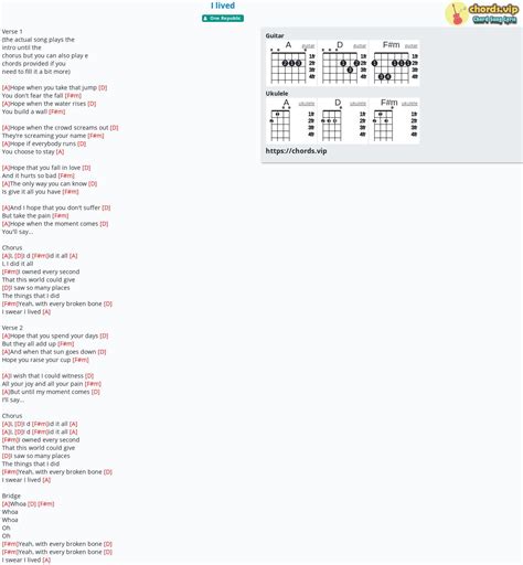 Chord: I lived - tab, song lyric, sheet, guitar, ukulele | chords.vip