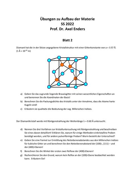 Blatt Aufbau Der Materie I Bungen Zu Aufbau Der Materie Ss