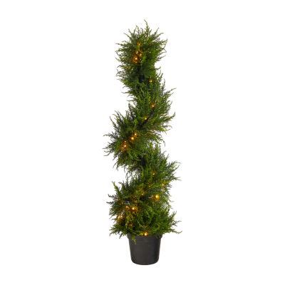 Nearly Natural Spiral Cypress Faux 3 1 2 Foot Pre Lit Christmas Tree