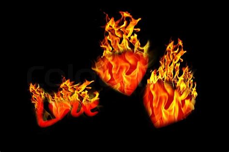 Burning hearts isolated | Stock image | Colourbox