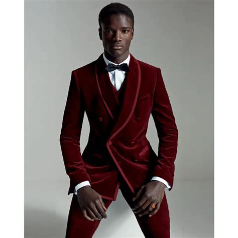 Aliexpress Buy Elegant Burgundy Velour Slim Fit Men Suit