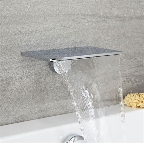 Milano Blade - Modern Wall Mounted Waterfall Bath Filler Spout - Chrome