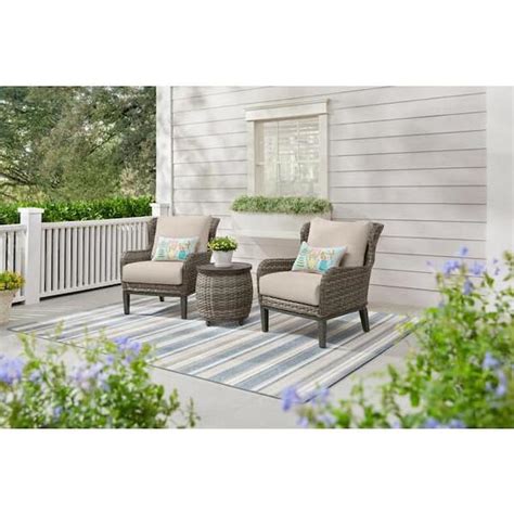 Hampton Bay Cooper Lake Piece Wicker Patio Conversation Set With