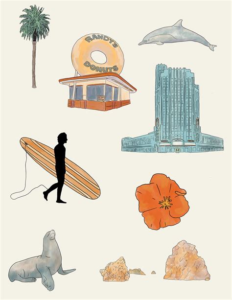 Los Angeles Watercolor Drawings Behance