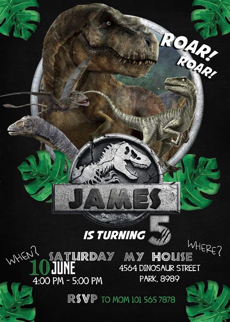 Jurassic Birthday Invitation Jurassic World Jurassic Park Dinosaur Invitation Dinosaur