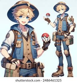 Anime Pokemon Trainer Male Blonde Hair AI Generated Image