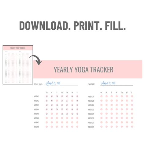 Yoga Tracker for Active and Stress-free Lifestyle, Fillable Checklist ...
