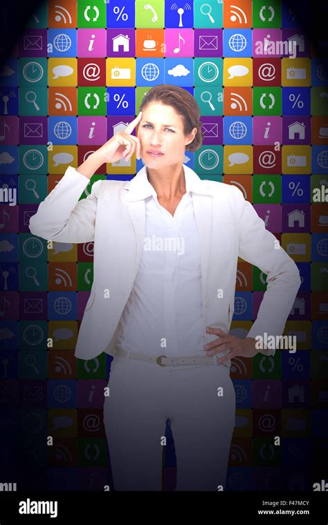 Composite Image Of Thinking Businesswoman Stock Photo Alamy