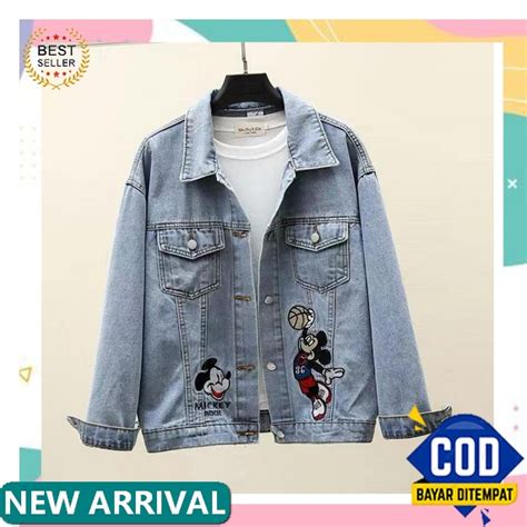 Jual Jaket Oversize Denim Kekinian Jumbo Korea Cewek Wanita Jins Qr