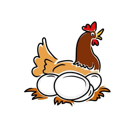 Chicken With Egg Logo Icon Vector Illustration Stock Vector