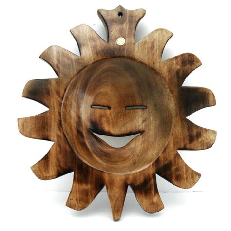 Vintage Carved Wood Sun Face Wall Hanging | Chairish