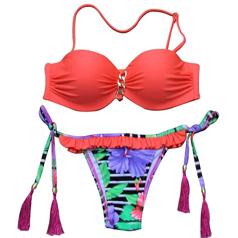 KINGTUT Sequin Brazilian Bikini Set Bandeau Strappy Swimwear Women