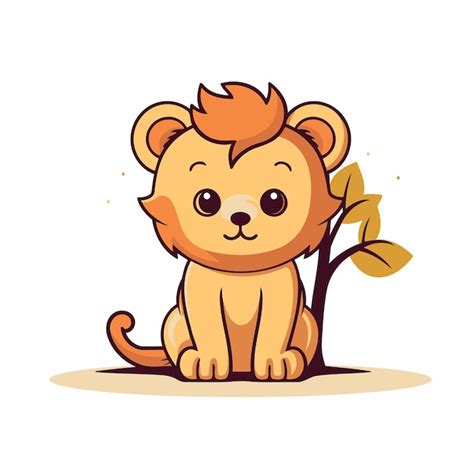 Premium Vector Cute Cartoon Lion Sitting On The Ground Vector