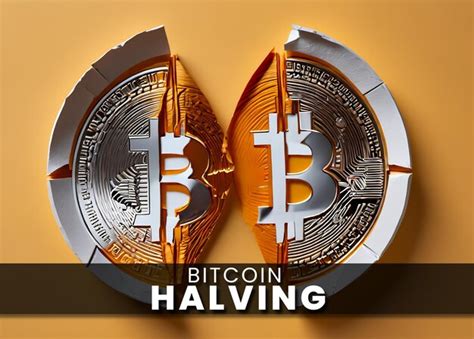 Premium Photo Bitcoin Halving Block Reward Breaking Bitcoin Halving