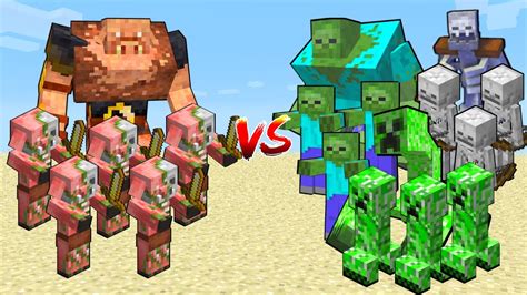 Piglin Army Vs All Mobs Army In Minecraft Mob Battle Youtube