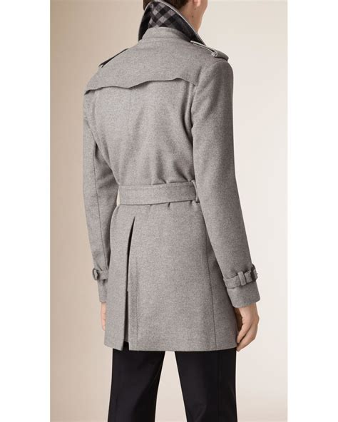 Burberry Mid Length Wool Cashmere Trench Coat In Gray For Men Lyst