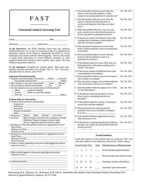 Functional Assessment Tool Pdf Printable Blank Pdf Online