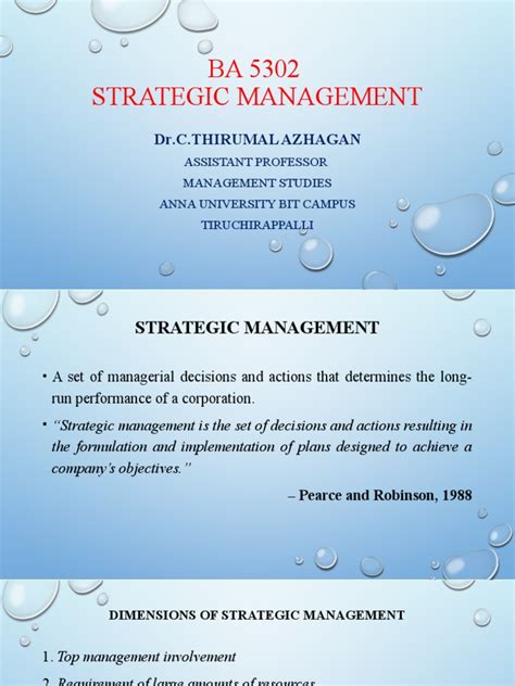 Strategic Management Concepts And Process An Overview Of A Lecture On