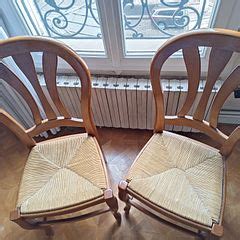 Lot de 2 chaises paillées élégantes bois neuves à Paris Chaises et