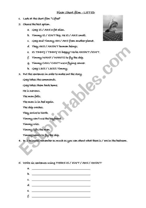 English worksheets: Lifted - Pixar short film