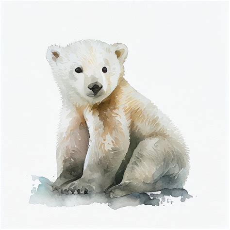 Premium Photo Portrait Of A Cute Polar Bear Watercolor Illustration