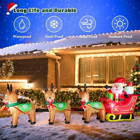 12ft Lighted Christmas Inflatables Outdoor Decorations Santa Claus On