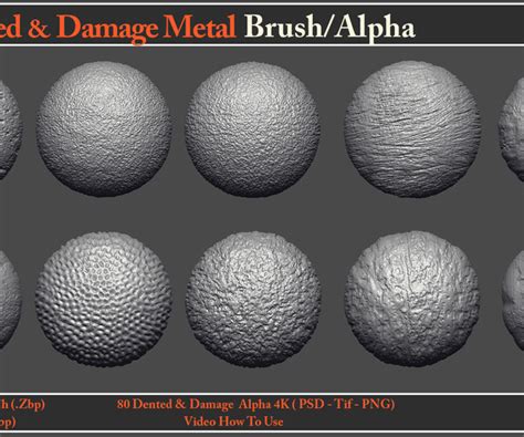 ArtStation - 80 Dented & Damage Metal Brush/Alpha + Video How To Use | Brushes