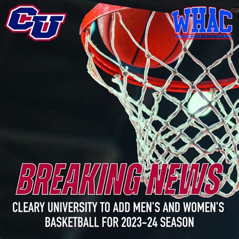 Cleary University adds men’s and women’s basketball as the 16th and ...