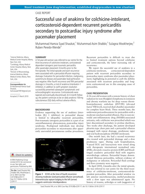 Pdf Successful Use Of Anakinra For Colchicine Intolerant