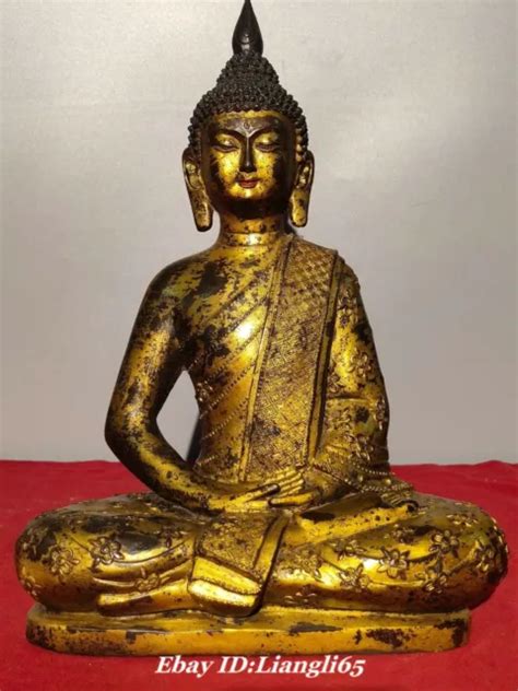 Alter Buddhismus Reine Bronze Vergoldet Sakyamuni Ayutthaya Buddha