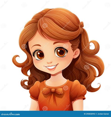 Illustration Of A Cartoon Girl In An Orange Dress Stock Illustration Illustration Of Dress