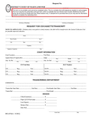 Fillable Online Courts State Md City County This Form Is Not Printable