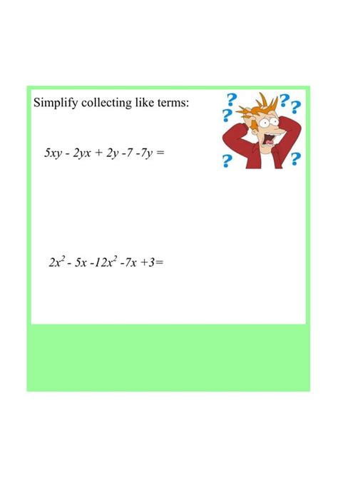 Y9 Algebra 1 Collecting Terms And Expanding Brackets Pdf