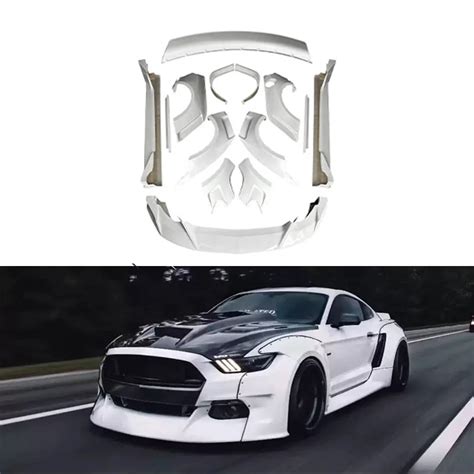 Upgrade FRP Front Bumper Side Skirt Body Kit For Ford Mustang 2015 2017