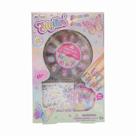 Uñas Postizas Para Niñas Mariposa HOT FOCUS Juego X 12 U Supermaxi