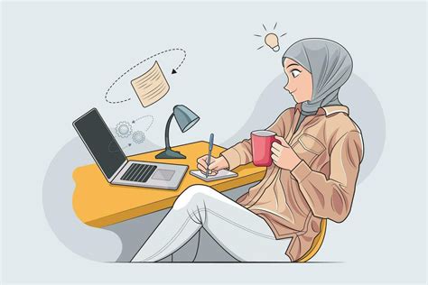 Hijab Working Casual Young Smiling Woman In Hijab With Interactive