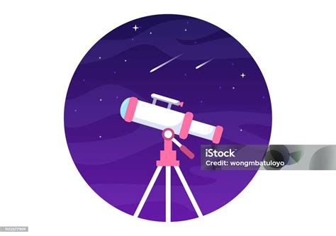 Vetores De Ilustração De Desenho Animado De Astronomia Com Telescópio